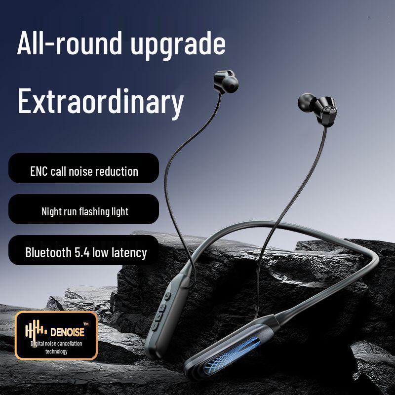 i58 Bluetooth Neckband Headphones: Wireless In-Ear with Large Battery Display, Ideal for Sports, Universal Compatibility with Smartphones