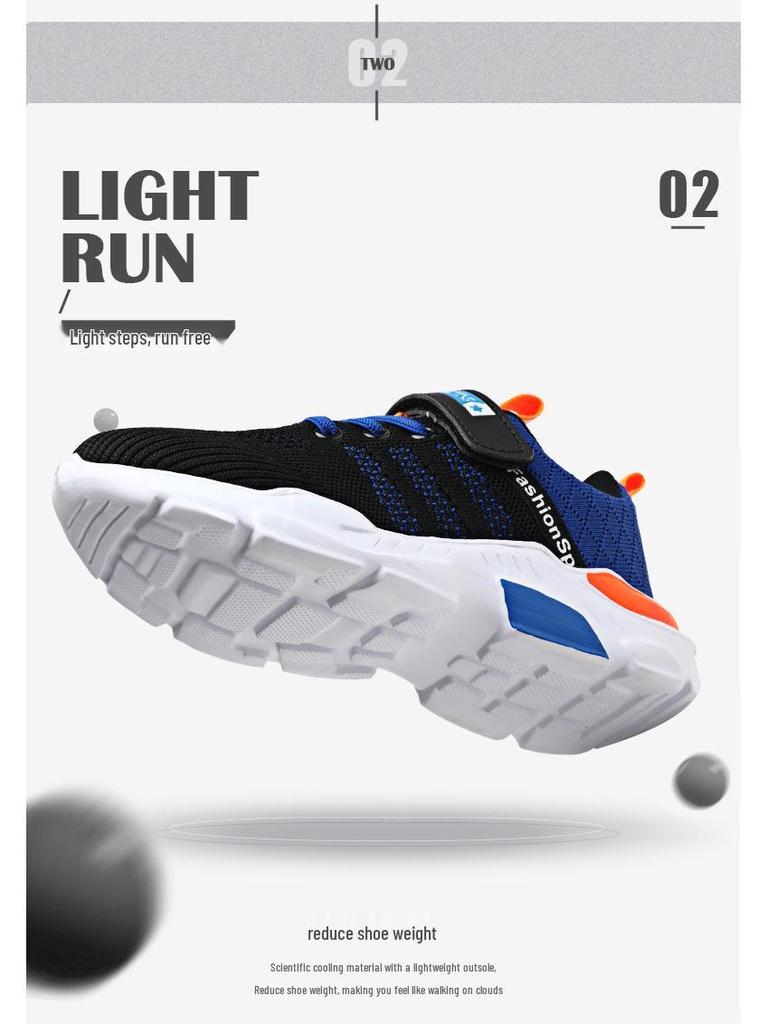 Boys' Breathable Flyknit Mesh Sneakers for Middle and Big Kids