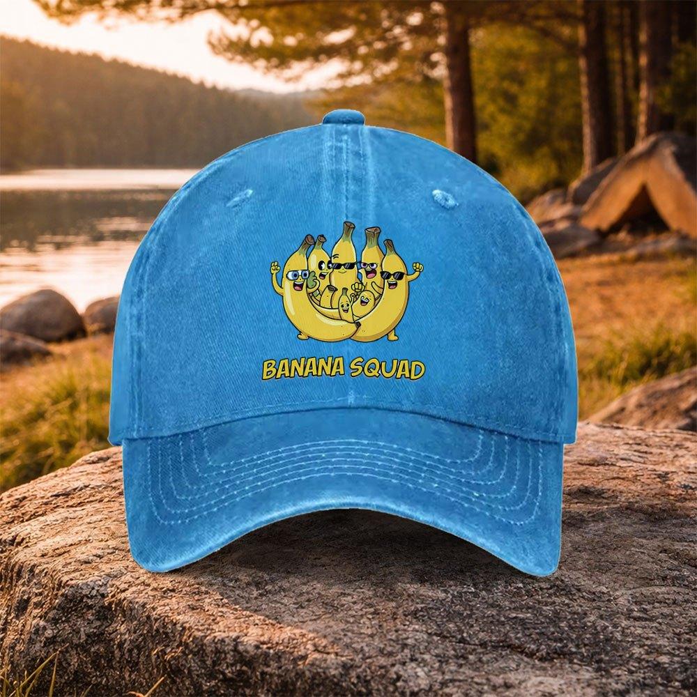 Banana Squad Cartoon Printed Washed Baseball Cap Unisex Casual Golf Outdoor Daily Wear