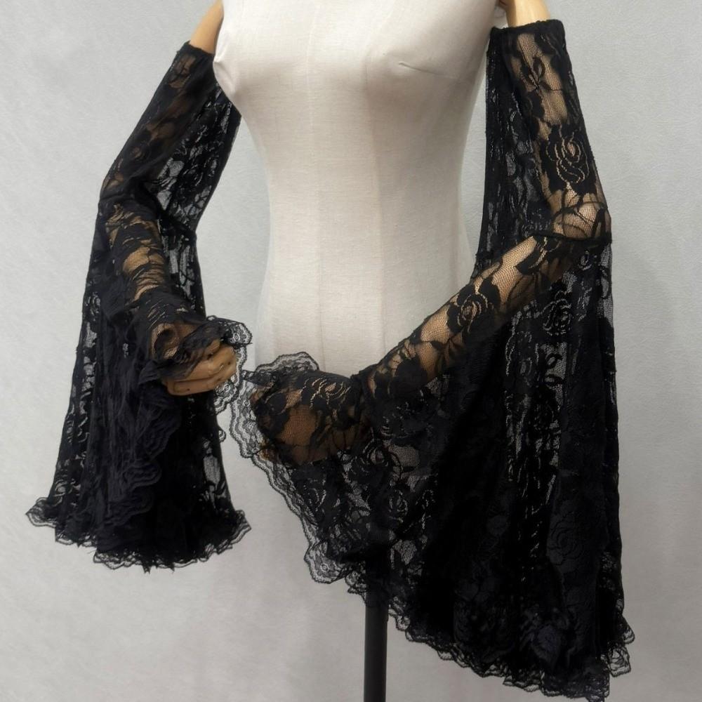 Luxurious Sunscreen Long Tulle Sleeves Thin Breathable Sheer Bridal Gloves Lace Detachable Sleeves Wedding Party