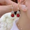 2025 Retro Red Pearl & Rhinestone Gourd Earrings for Women - Festive Light Luxury
