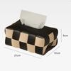 Skórzane pudełka na chusteczki do biura i sypialni, kolorowe bloki w szachownicę, urocze tkane etui na serwetki, prostokątne pudełko na chusteczki do garderoby i stołu kuchennego
