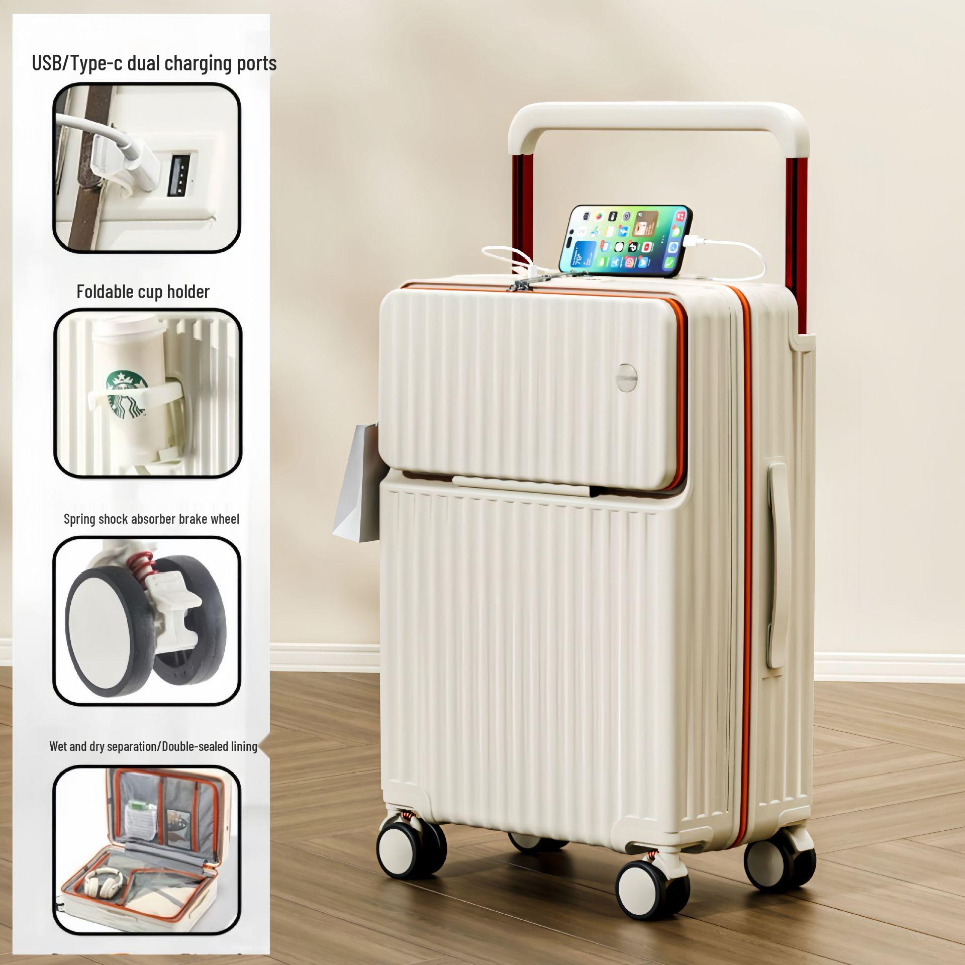 

2025 Wide Drawbar Front-Opening 20-inch Suitcase & 26-inch Customizable Universal Wheel Trolley 20 inch