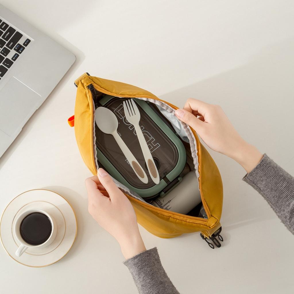 Fashionable and Simple Insulated Bag for Office Workers, Large Capacity Lunch Box, Student Hand-carrying Bento Bag