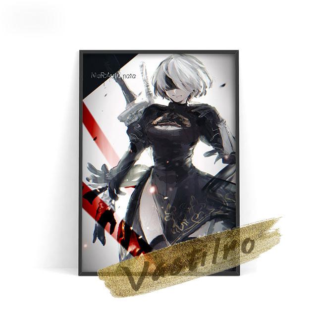 Nier Automata Popular Anime - Game Poster with Cartoon Character Yor Ha 2b Art Print Wall Sticker Otaku Gift Bedroom Collection