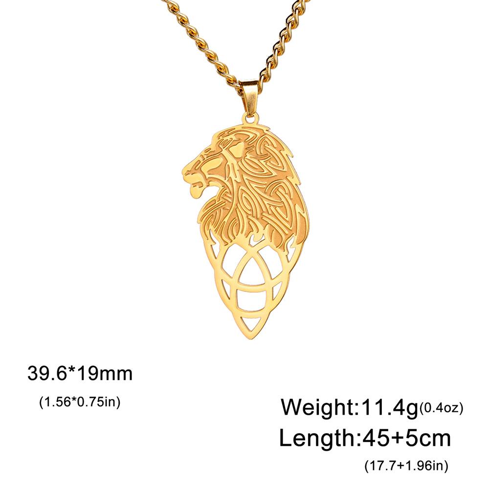 My Shape Lion King Crown Pendent Necklaces for Men Boys Stainless Steel Punk Animal Wolf Charms Choker Chains Hip Hop Jewelry