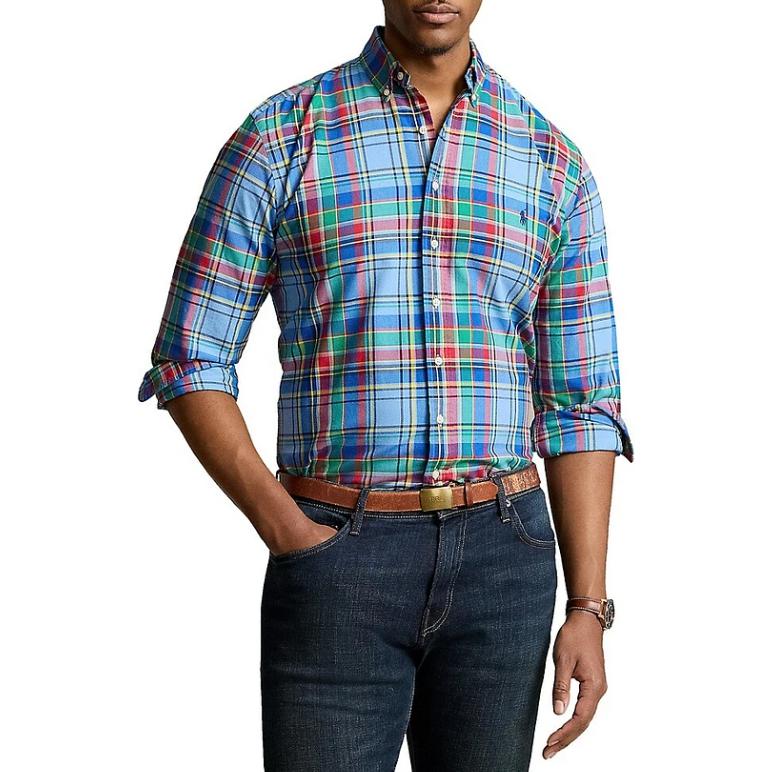 Polo Ralph Lauren Plaid Button-Down Loose Long Sleeve Shirt Men shirts Multicolor 710938001-001