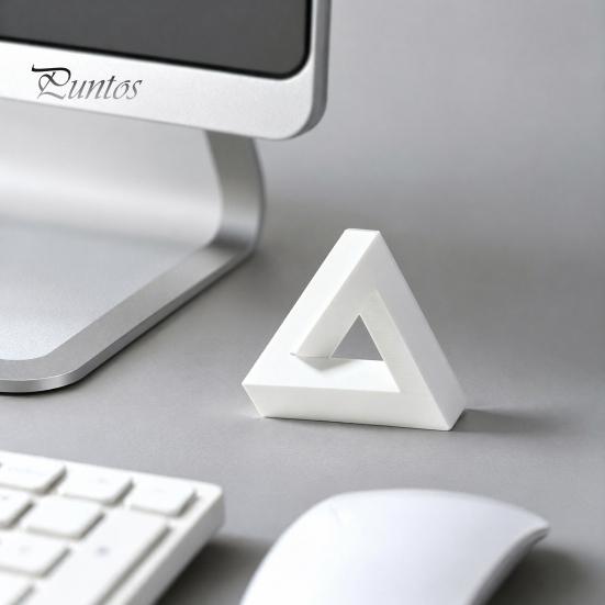 Matte White Figurine Triangle Sculpture, 3D Printed Optical Illusion Figurine, Abstract Minimalist Geometric Clean Line Sculpture Desktop Decoration