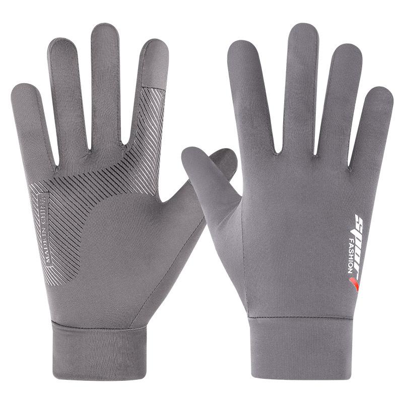 Sunscreen gloves men's summer ice silk thin two-finger leakage fishing non-slip takeaway rider riding gloves women