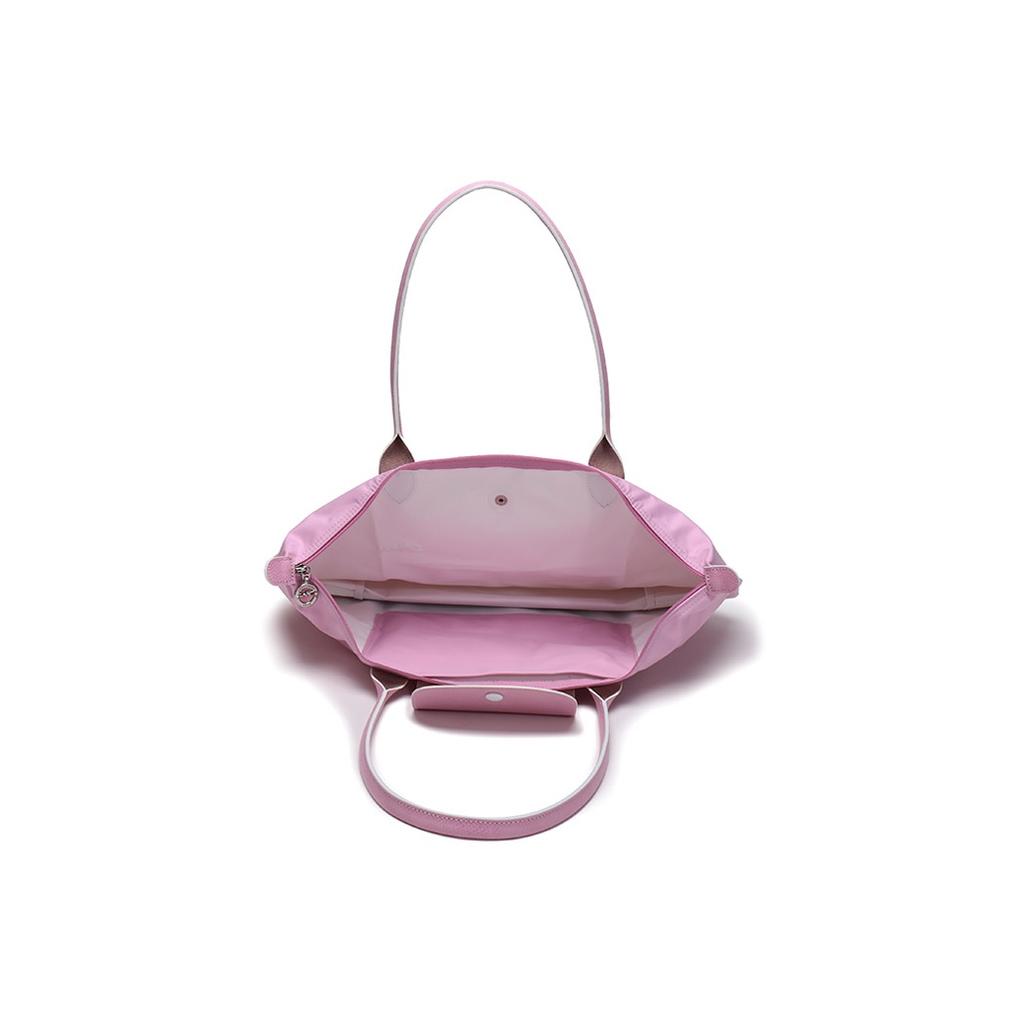 Longchamp Le Pliage Club 31 Foldable Nylon Canvas And Leather Tote Bag Women Tote Bag Pink 1899619P36