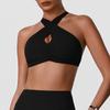 Reggiseno Sportivo da Donna con Scollo all'Americana e Incrocio Frontale, Crop Top Cutout per Allenamento e Yoga con Imbottitura sul Petto