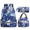 Fashion Primary And Secondary School School Bag Three-Piece Set Blue Lock Personalized Printing Youth Backpack
