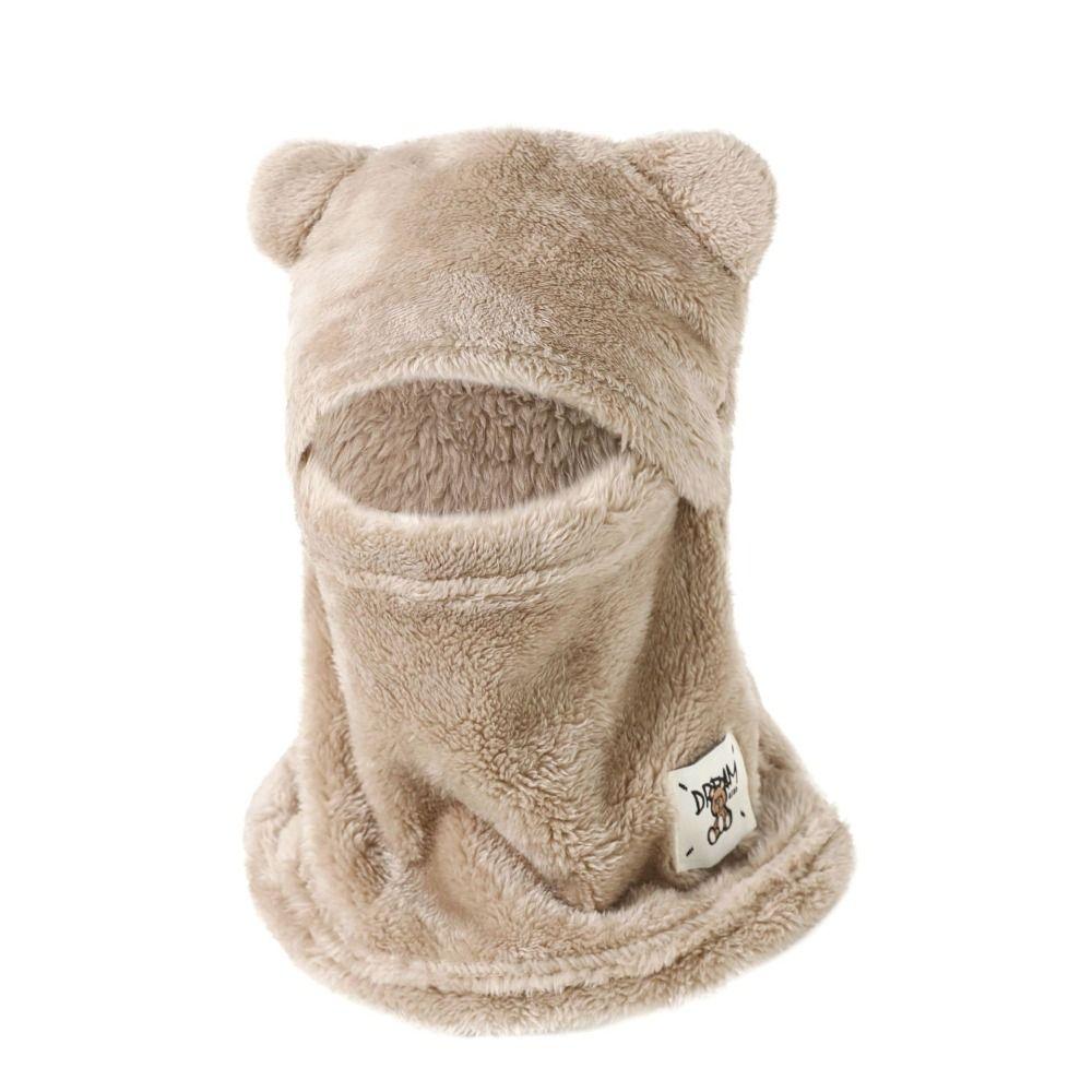 Windproof Beanies Cap Korean Style Winter Pullover Cap Casual Bear Cap Scarf Set  Girls