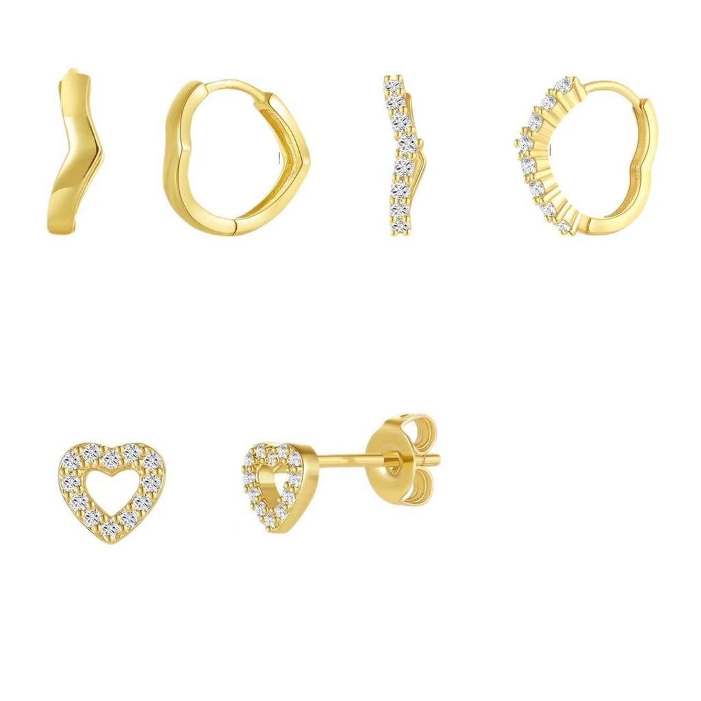 Vergoldete Messing Pfirsichherz Zirkonia Ohrringe - Liebliches und trendiges Design für Frauen