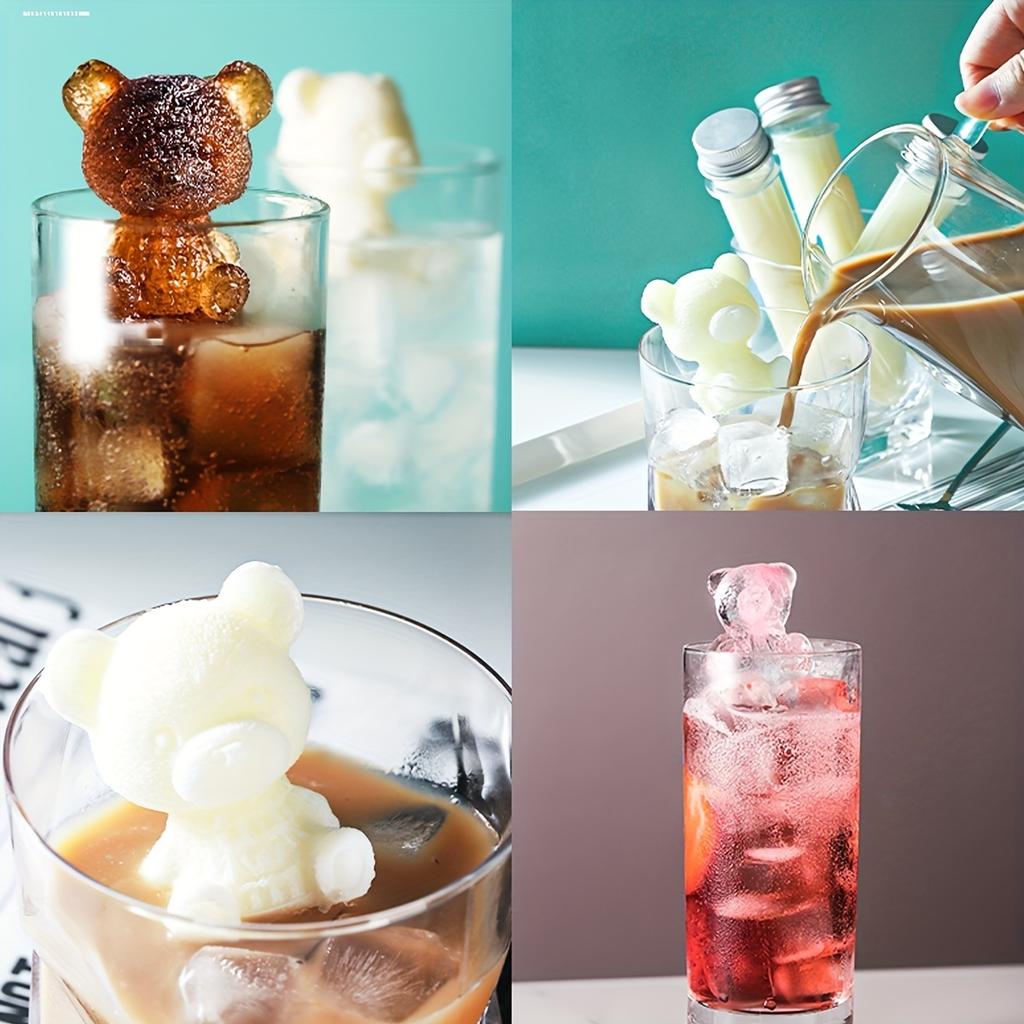 1/5pcs Ice Cube Mold Silicone Teddy Bear-Shaped Ice Tray for Ice Cream Coffee Chocolate DIY Summer Beverage Decor Kitchen Access