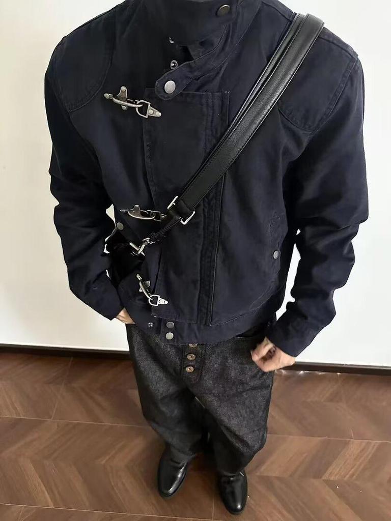 Men's High-End Retro Motorcycle Utility Jacket - Autumn/Winter High Street Vibe Style