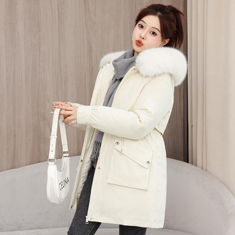Autumn Winter Thicken Warm Parka Women Casual Sweety Solid Color Big Pocket Loose Hooded Coat Jackets Outwear