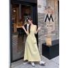 [Invisible Zipper + Small Backpack] Pure and Gentle Yellow Dress for Women's Summer Round Neck, Waist and Thin Back