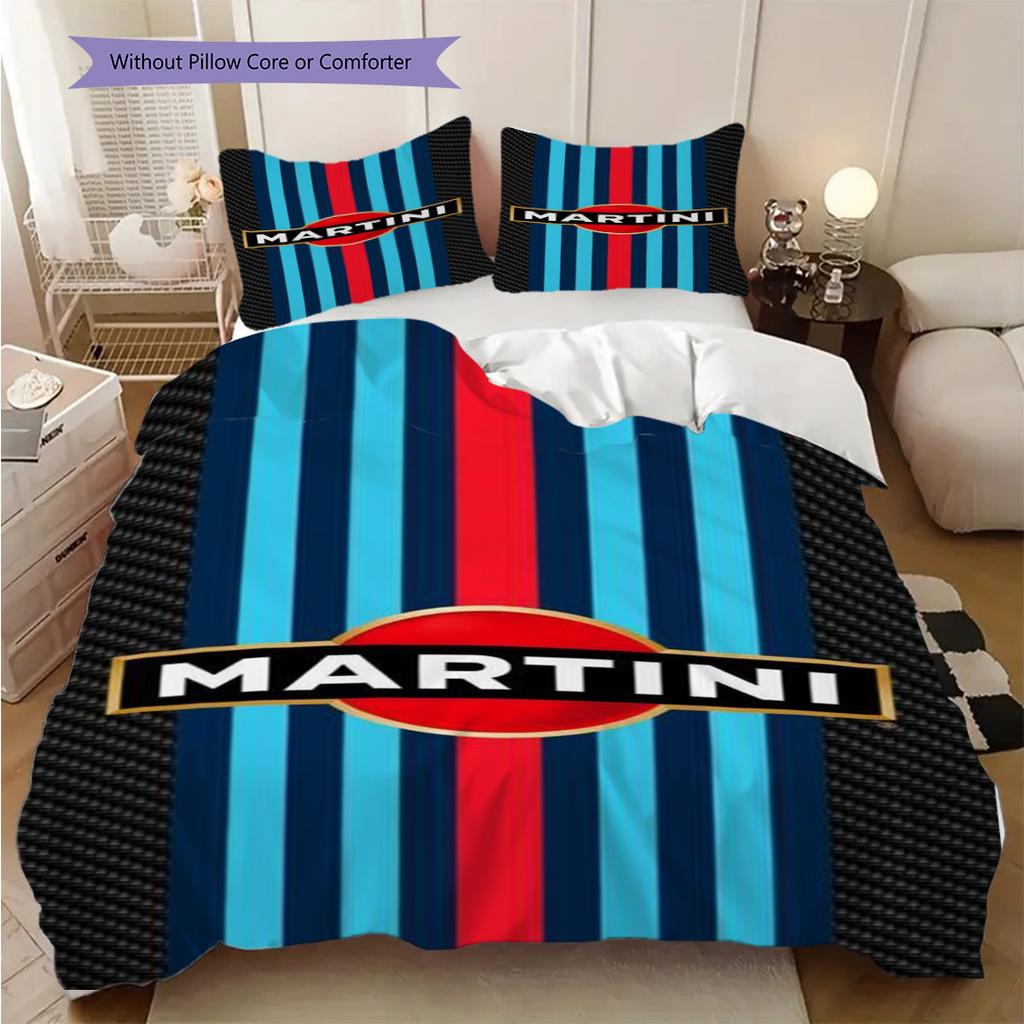 Martini Stripes Elegance Three-piece set (1 * duvet cover + 2 * pillowcase, without core) 2D Flat Christmas birthday gift Duvet cover and pillowcase