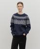 Malittepeulangsowajeobeo Fairisle Crew Neck Knit Pullover Navy