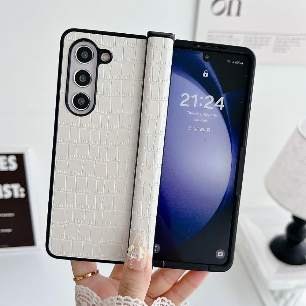Higth Quality Business Sle Crocodile Leather Hing Phone Case for Samsung Galaxy Z Fold 3 4 5 6 7 Shockproof Protect Cover
