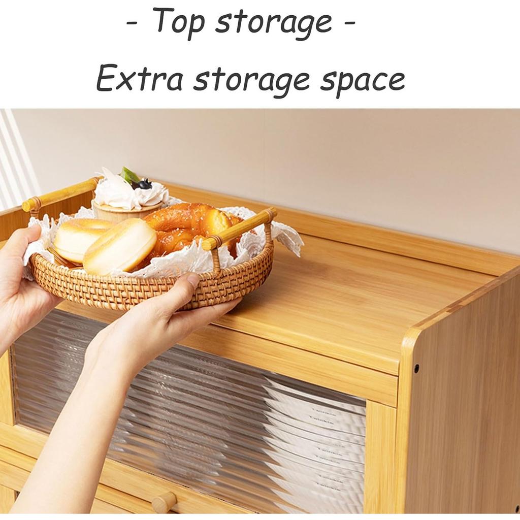 Chlebak na blat kuchenny, Vintage drewniany chlebak na ladę, Pojemnik do przechowywania domowego chleba na bochenek na zakwasie, Mały kącik wiejski