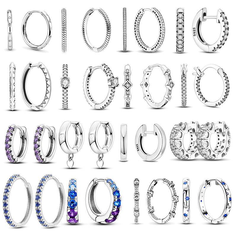 NEW Round Original CZ Hoop Earrings Heart U Shape Moon Star Unicorn Earring for Women Party Engagement Jewelry Gift