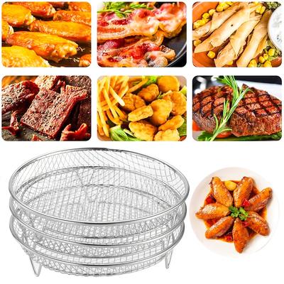 Air Fryer Universal Accessories Metal Oven Air Fryer Racks For Baking Stackable Grill Skewer Rack Fit All Airfryer 4.2Qt - 5.8Qt