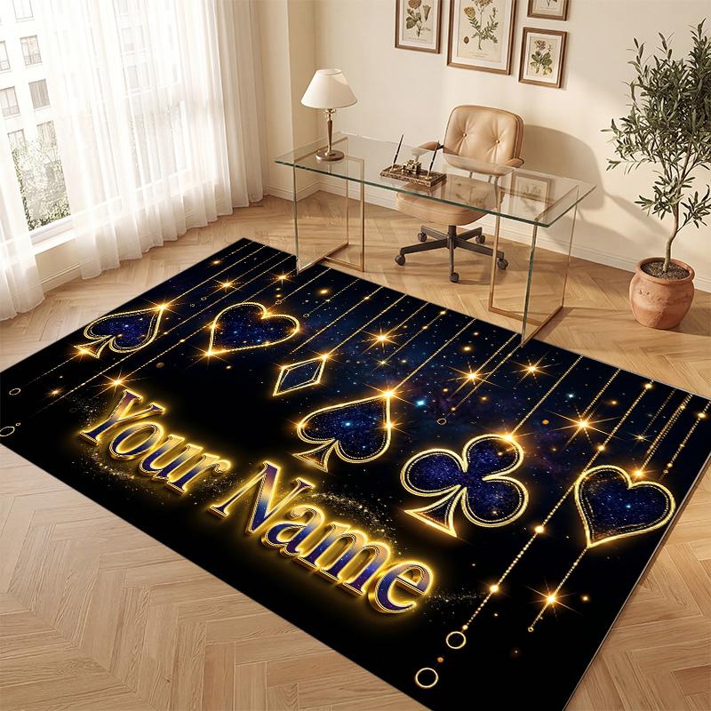 Astronaut Space Theme Soft Crystal Velvet Rug Custom Name & Text Print Non Slip Floor Rug for Bedroom Living Room