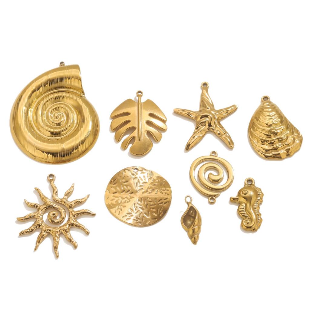 Yori 5 Stück Wasserdicht Edelstahl Seepferdchen Muschel Halskette Anhänger für Schmuckherstellung DIY Hohe Qualität Charms