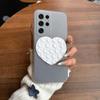 Heart Shape Suction Cup Phone Case for Samsung Galaxy S21 Ultra Semi Transparent Matte Shockproof Soft TPU Cover