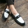 White Leather Shoes For Men Fashion Slip On Loafers Yuppie Brogue Shoes Men British Style Formal Leather Men’s Dress Shoes