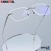 Men Rimless Reading Glasses Prescription Myopia Eyewear Women Blue Light Blocking Lenses Business Pure Titanium Eyeglasses Frame