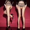 Leopard Print Black Silk Ultra-Thin Silky Pantyhose Sexy Leopard Print Mesh High Waist Seamless Crotchless Aurora Stockings