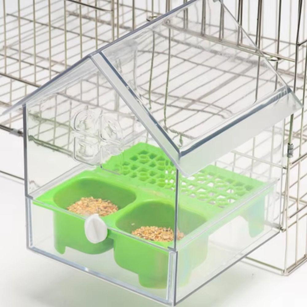 

3 in 1 Bird Parrot Feeding Box Anti Spill Large Capacity Hanging Bird Bath Multifunction Prevent Scattering Bird Drinker зелений