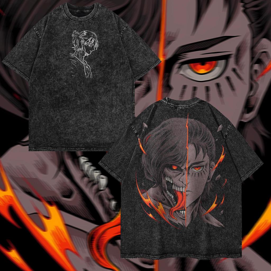 Heavy Oversized Acid-Washed Unisex Anime T-Shirt | Streetwear & Gym Style