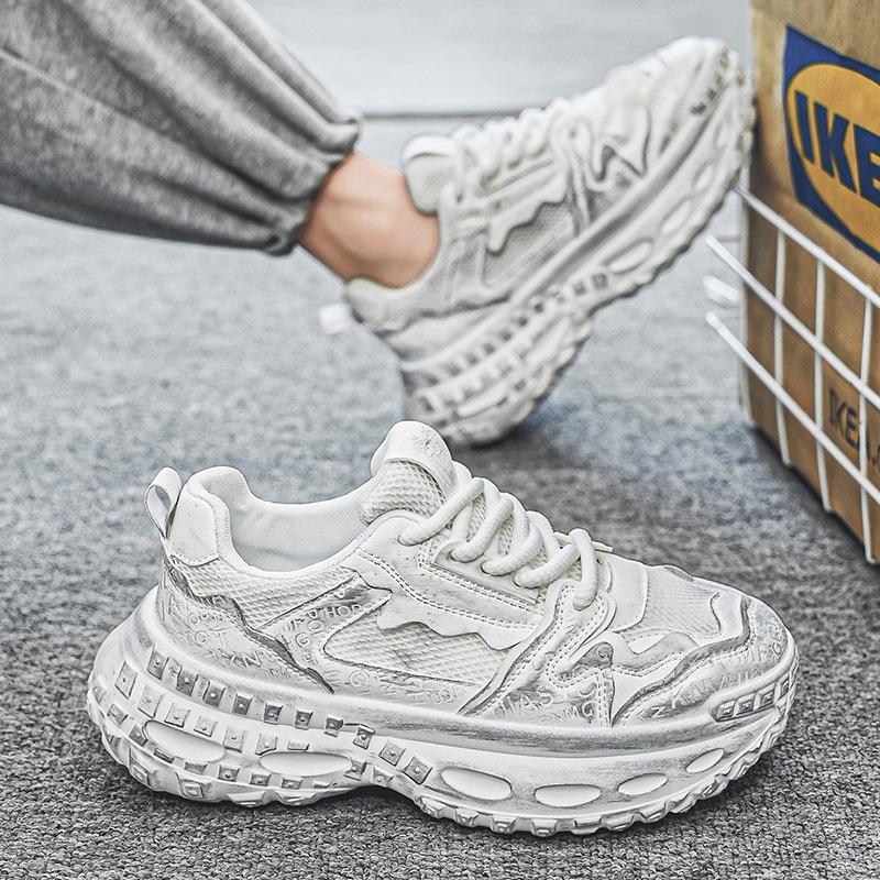 Mesh platform sneakers men's summer 2025 new breathable casual teen dad shoes wipe old running shoes