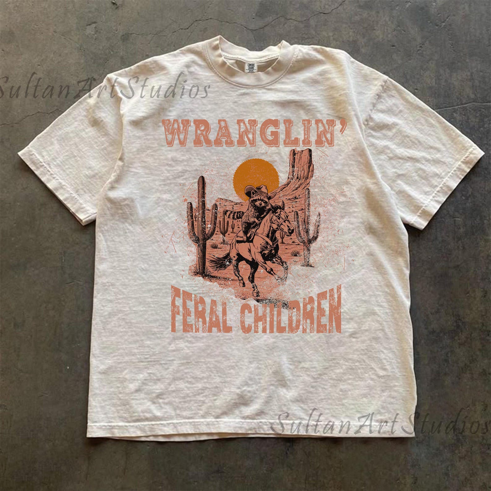 Retro Wranglin Feral Children Raccoon 90s Western Graphic Shirt 2XL