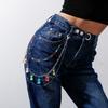 Hip Hop Rainbow Resin Chain Keychain Men Women Cute Waist Chain Multicolor Acrylic Flower Pants Trousers Chain Punk Jewelry