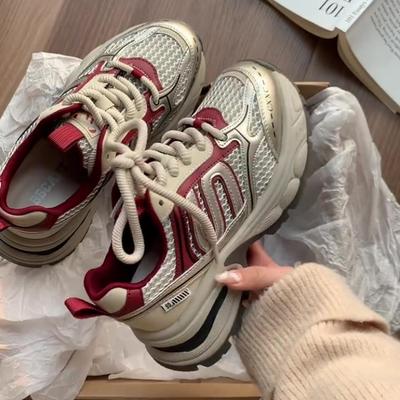Dad Shoes Girl 2025 New Popular Spring and Autumn Internet Celebrities Super Fire Fried Street Sports Shoes Platform Versatile Show Small Feet