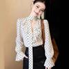Design Sense Niche Non-collision Top Women's Summer New Unique Beautiful Beautiful Bow Polka Dot Shirt A