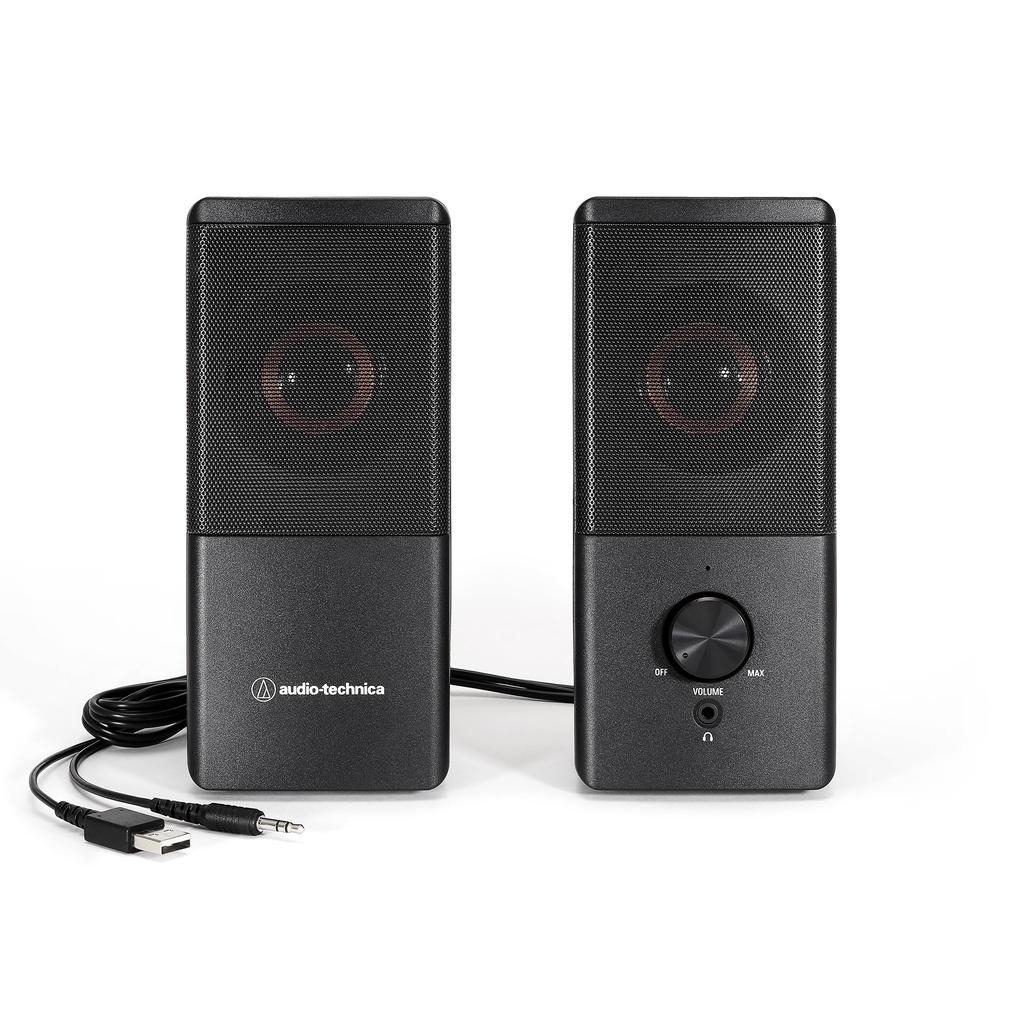 Active Speakers for and Record USB Front Headphone Low Power High Output Audio-Technica AT-SP95 PCs, Tablets, Players Powered, Space-Saving Design,