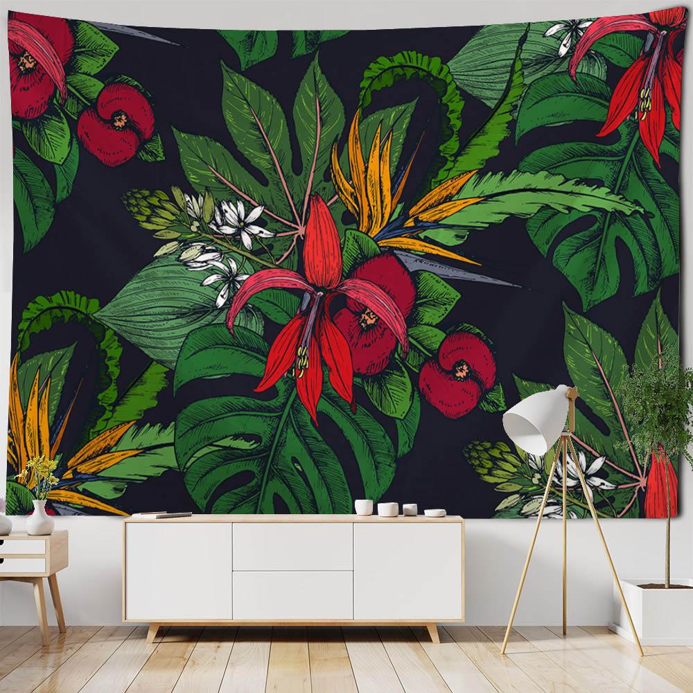 Plant And Flower Tapestry Wall Hanging Bohemian Retro Hippie Dormitory Bedroom Home Wall Decoration Outdoor Beach Mat Bed Sheets