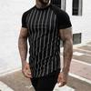 Men's Street T-shirt Vintage Tee Summer Male 3d Stripe Print Short Sleeve Tops Everyday T Shirt Oversized Clothing Shirt Man Hot