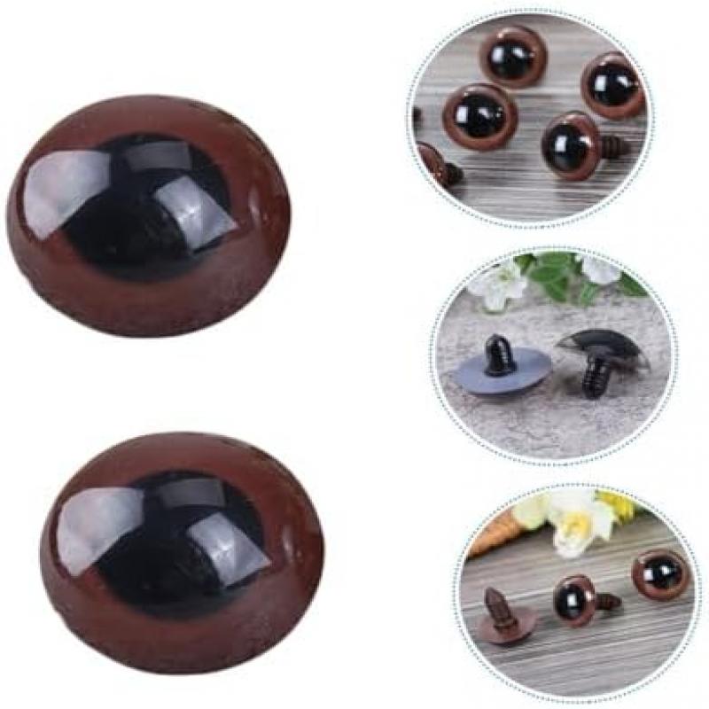20 Pieces Safety Eyes Plastic Brown for Amigurumi Plush Toy Crafting with Sparkling Gloss and Realistic Look for DIY Teddy Bears and Stuffed Animals