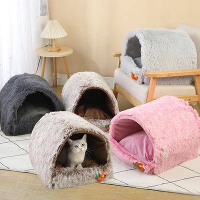 Four Seasons Universal Pet Nest Semi-enclosed Cat Nest Plus Velvet Warm Pet House Dog Kennel Compressible Cat Bed