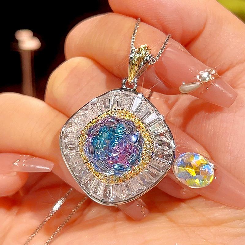 Autumn And Winter Jewelry Copper Bottom Gold-Plated Rose Cut Gradual Change Color Temperament Light Luxury Suit Women 14-10Mm