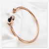 European Stainless Steel Rhinestone Heart Bracelet - Fashionable 16MM Openable Design for Women