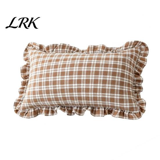 Federe Cuscino Cotone Stile Rustico, Copricuscino Decorativo con Volant, Fantasia a Quadri con Bordo Arricciato, 18x18 Federe Minimaliste Moderne, 20x12 Copricuscino Decorativo
