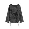 VAYLA American Retro Bufferfly Long Sleeve Tops Spring New Drawstring Fashion Female Loose T-Shirts